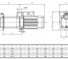 Dimensions of the multi-stage centrifugal pump HMP45P